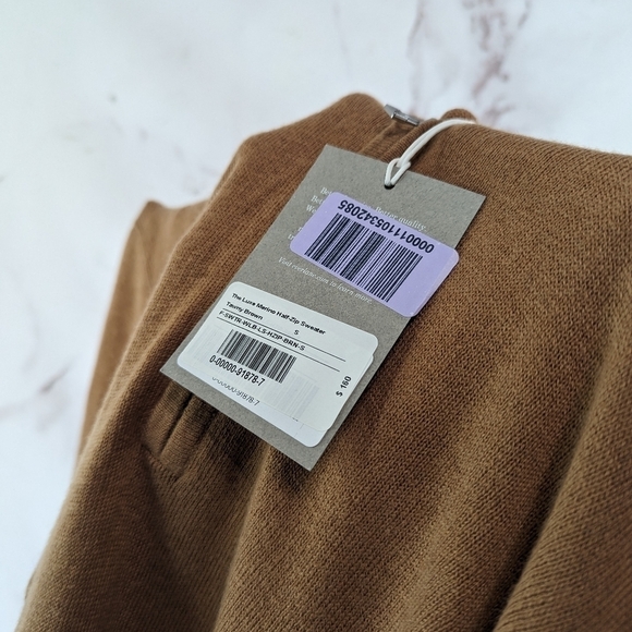 Everlane Sweater Women Brown The Luxe Merino Half Zip Camel Tawny Tan Yak - Picture 14 of 16
